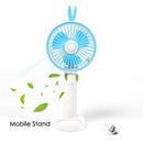 7606 Mini Portable Hand Fan USB Rechargeable Fan With Led Light Fan for Indoor and Outdoor Use by Women and Men Table Standing Stand Included 