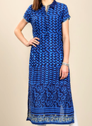 Women Blue Printed Straight Kurta - MKBIBAK000003INDIGO12027