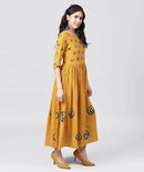 Yellow Kurti With Blue Square Work - NT000022NYELLOW