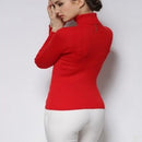 Women's Hot Cashmere Ribbed High Neck Red Sweater