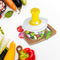 2-in-1 hand press chopper for fruits and vegetables in kitchen.