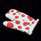 Colorful designer oven mitt and pot holder set, perfect for kitchen use.