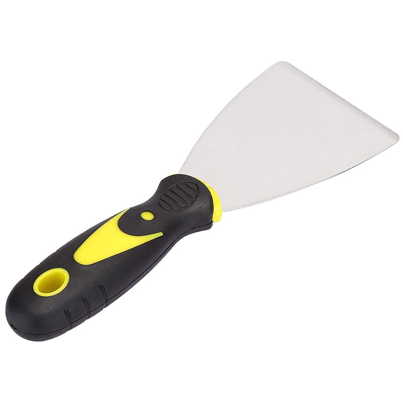 Putty knife with soft rubber handle