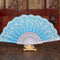 4930 Hand Folding Fan, Chinese Vintage Style Handheld Fan with Fabric Sleeve 