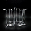 Stainless steel stand designed for holding sensitive glasses