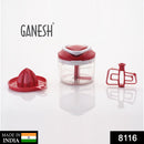 8116 Ganesh Easy Pull 3-in-1 Plastic Chopper (650ml, 125mm, Red) 