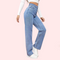 Women's Fashionable Washed High Waist Straight Jeans