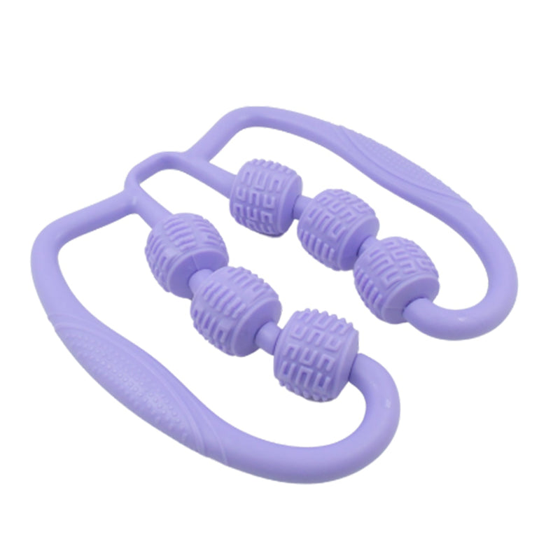 Muscle Massage Roller, 6 Wheels Relieve Soreness Leg Muscle Roller Fitness Roller Muscle Relaxer Massage Roller Ring Clip All Round Massaging Uniform Force Elastic PP Drop Shaped for Home Use (1 Pc)