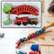 Mini train play set with bright colors and fun design