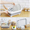 Brown silicone dish rack for drying dishes and utensils.