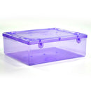 Large plastic container with a lid, ideal for storing clothes, books, and household items. Durable and stackable.