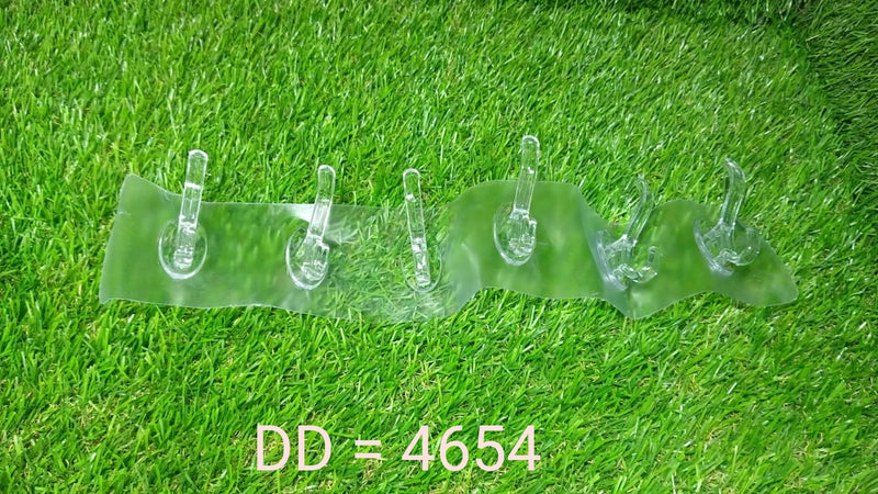 4654 Adhesive Transparent Heavy Duty Wall Hook 