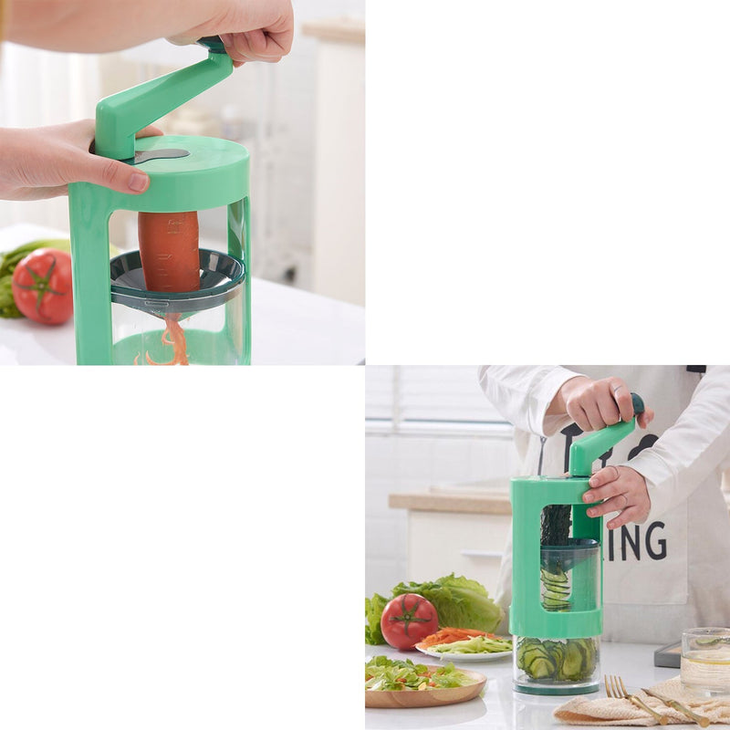 Vegetable spiral cutter for creating spaghetti and julienne cuts