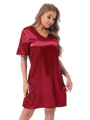 Silk satin Value Maroon short sleepwear