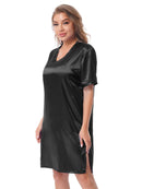 Silk satin Value black short sleepwear
