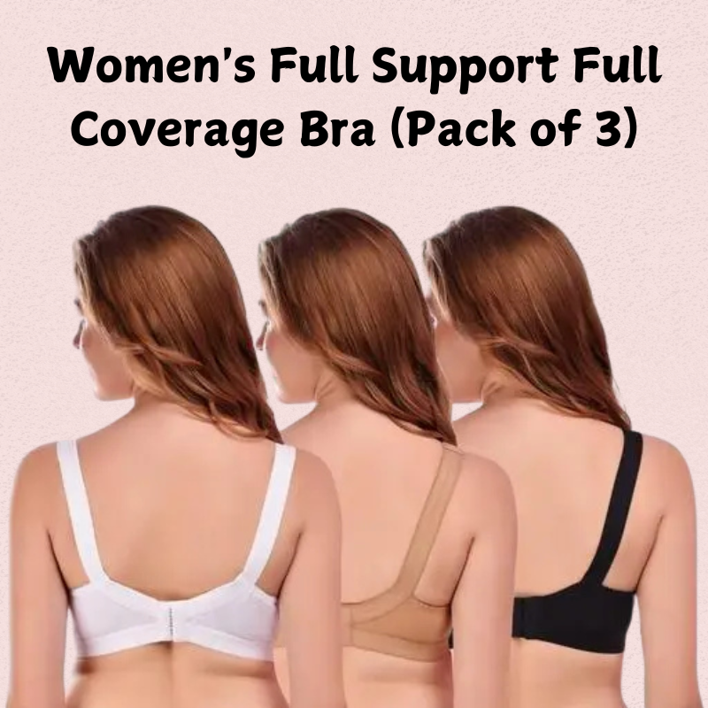 Women Full Support Full Coverage Bra (Pack of 3)