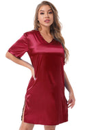 Silk satin Value Maroon short sleepwear