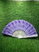 4930 Hand Folding Fan, Chinese Vintage Style Handheld Fan with Fabric Sleeve 