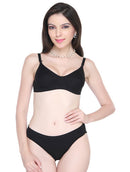 Women Classic Smooth Black Bra And Panty Set