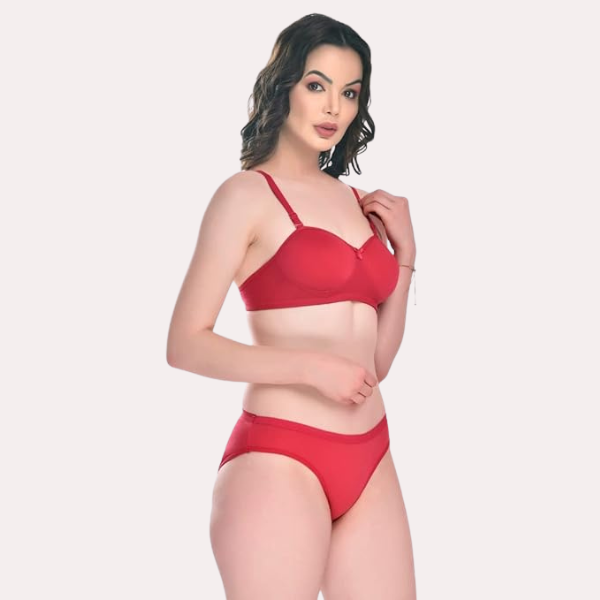 Padded Cotton Bra Panty Set for a  Look (2 pack)