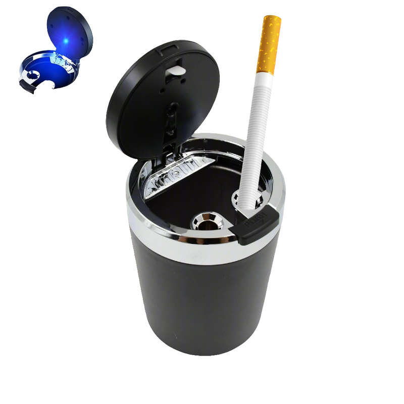 Portable Car Ashtray with Lid and Blue LED Light (1 Pc)