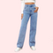 Women's Fashionable Washed High Waist Straight Jeans
