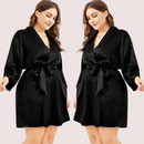 5XL-6XL Black Japanese Silk Satin Robe