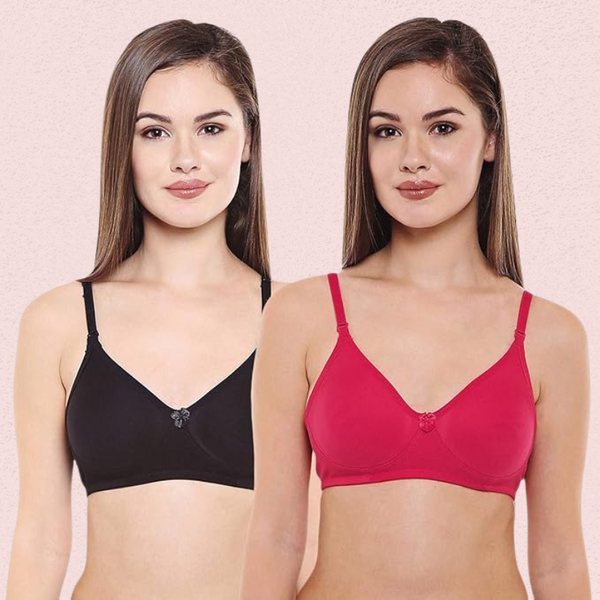 Women Cotton Non-Padded Seamless Bra Set (Pack of 2)