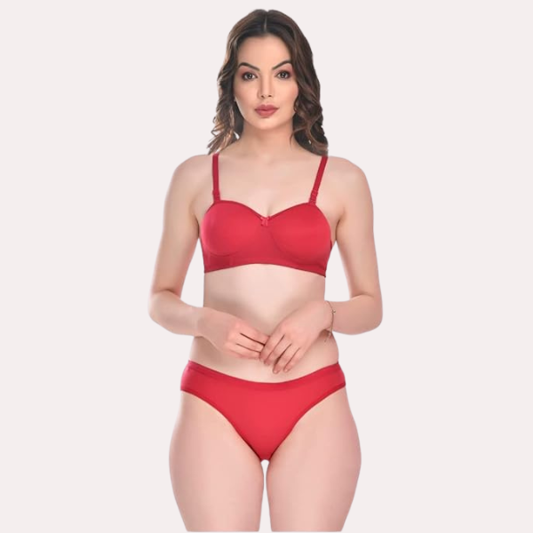 Padded Cotton Bra Panty Set for a  Look (2 pack)