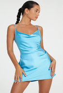 amazing & Chic Glossy silk Mini Dress