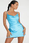 amazing & Chic Glossy silk Mini Dress