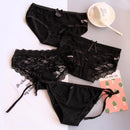 4 Pieces Black  Lace Nylon Panties
