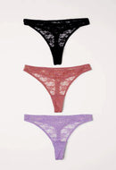 Pack Of 3 Ladies Sheer Tanga Thongs