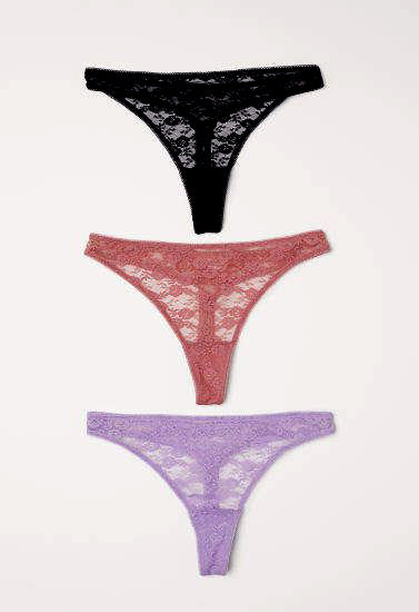 Pack Of 3 Ladies Sheer Tanga Thongs