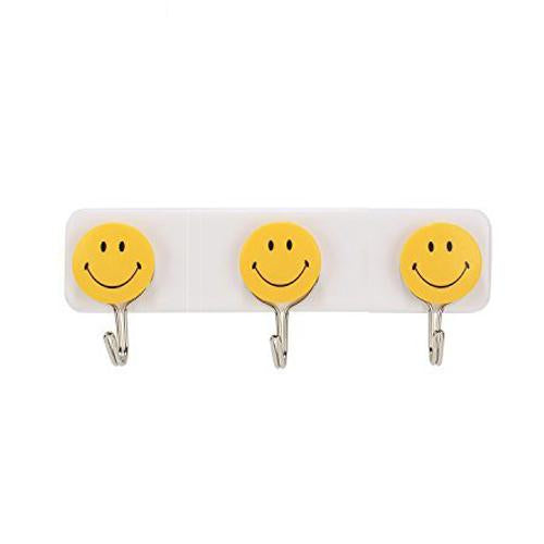 1111 Self Adhesive Smiley Face Wall Hooks (Pack of 3) - Opencho