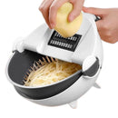 2161 10 in 1 Multifunctional Vegetable Fruits Cutter/Slicer Shredder with Rotating Drain Basket - 