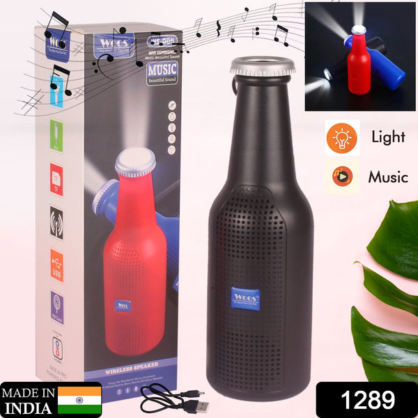 1289 Bottle Shape Bluetooth Speaker And Weatherproof Enhanced Wireless USB Rechargeable Calling / FM / AUX / USB / SD Card Support Portable Bluetooth Speaker with Rich Deep Bass 
