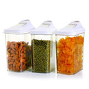 2165 Transparent Plastic Air Tight Food Storage Container Jar Dispenser for Kitchen - 750 ml (Set Of 3) - DeoDap