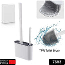 7683 Toilet Brush Set , Toilet Brush And Holder Set, Anti-Slip Handle Silicone Toilet Brush And Small Cleaning Brush , 