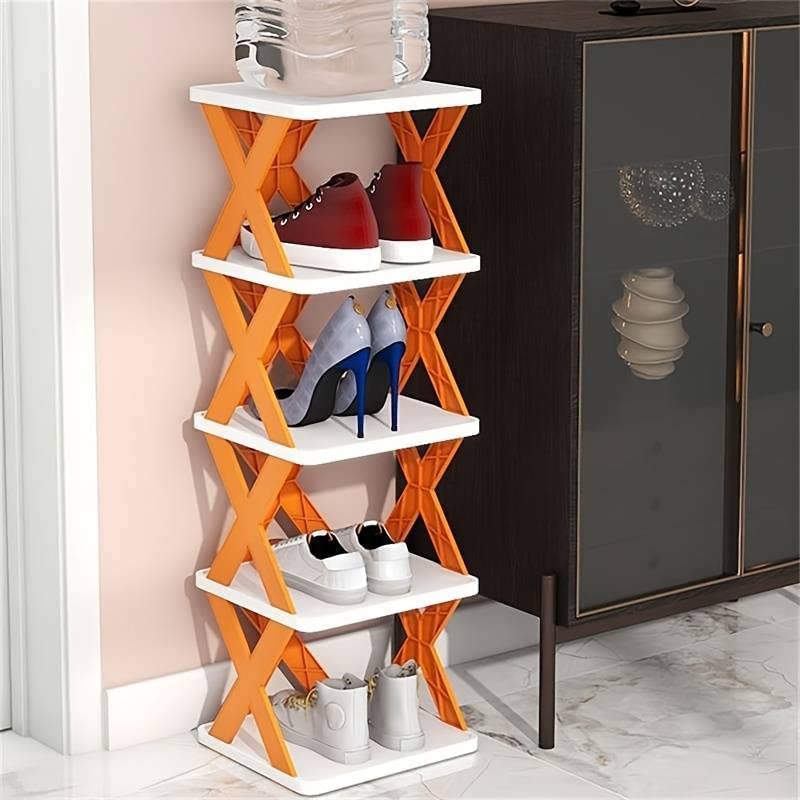 9065   5 Layer Shoes Stand, Shoe Tower Rack Suit for Small Spaces, Closet, Small Entryway, Easy Assembly and Stable in Structure, Corner Storage Cabinet for Saving Space 