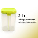 2859 2 in 1 Transparent Plastic Lock Food 2 Section Storage Airtight Container Jar for Cereals, Snacks, Pulses Grocery Container, Fridge Container (1500 ml) 