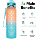 0325 Motivational Water Bottle with Straw & Time Marker, BPA-Free Tritan Portable Gym Water Bottle, Leakproof Reusable, Special Design for Your Sports Activity, Hiking, Camping 