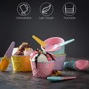 5319  4 pc Ice Cream Bowl Plastic Solid Colour Cream Cup Couple Bowl with Spoon. Ice Cream Spoon & Bowl Set, 4 Pc Set of Ice Cream Bowl & Spoon (Multi Color) 
