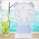 7632 MINI PORTABLE FAN USB RECHARGEABLE HANDHELD BEAR STYLE COLOR CHANGING LED LIGHT POCKET DESK LIGHT FAN 