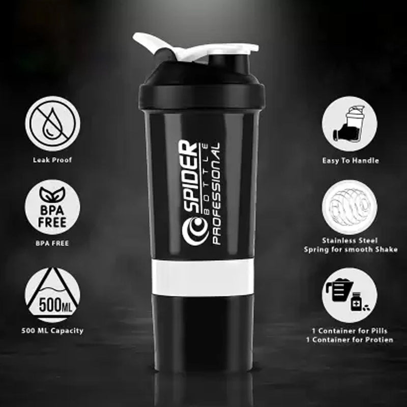1771 SHAKER BOTTLE FOR GYM|GYM SHAKER|SIPPER BOTTLE|BPA-FREE AND 100% LEAK-PROOF PROTEIN SHAKER BOTTLE WITH 2 EXTRA STORAGE COMPARTMENT (500ML SHAKER) 