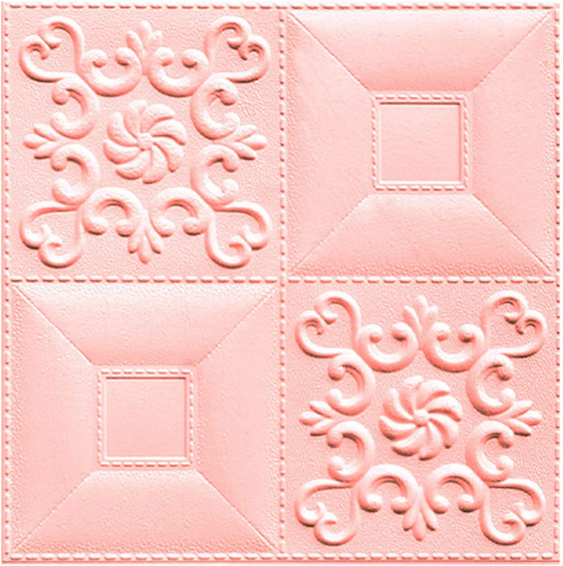 9279 Design Wallpaper 3D Foam Wallpaper Sticker Panels I Ceiling Wallpaper For Living Room Bedroom I Furniture, Door I Foam Tiles (Pink Color) 