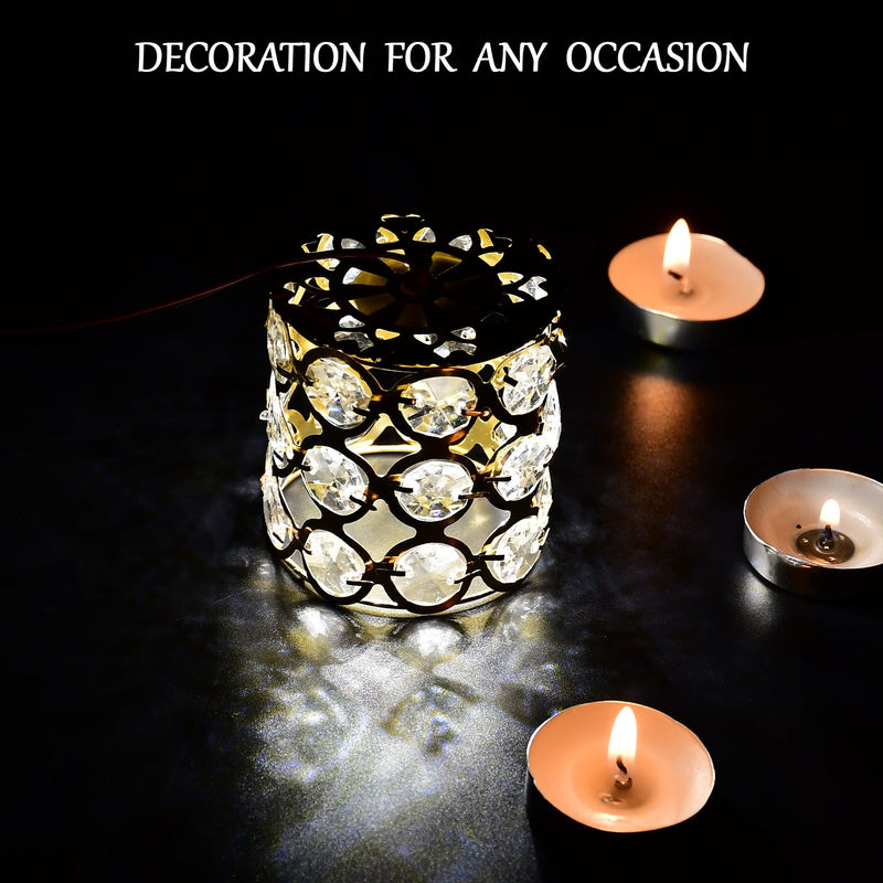 7256 3 Line Dimond Festival Decorative Antique Jhoomer / chandeliers for Diwali , Christmas Decoration & Table Top Hanging Holder - Golden 