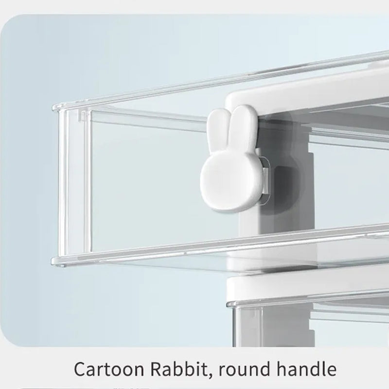 1143 Cartoon Desktop Storage Box Transparent Small Drawer Desk Plastic Mini Storage Box Rabbit Stationery Storage Box 