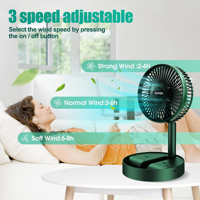 4613 Telescopic Electric Desktop Fan, Height Adjustable, Foldable & Portable for Travel/Carry | Silent Table Top Personal Fan for Bedside, Office Table 