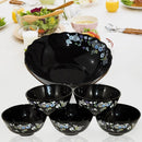 2362 Crystal Ice Cream Bowl Glass for Serving Set of 7pcs with 1 Large Bowl & 6 Medium Bowls - 